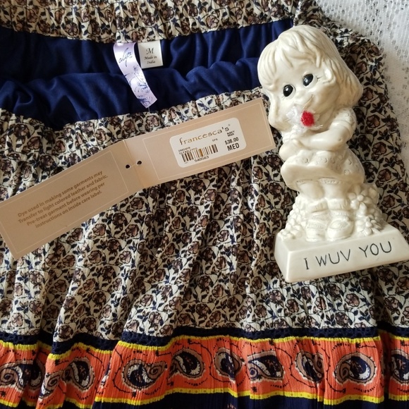 Francesca's Navy Paisley Swing Skirt - Picture 2 of 7